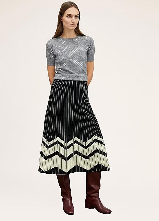 Imagen - Falda a rayas con estampado de Motivi, 105 euros.