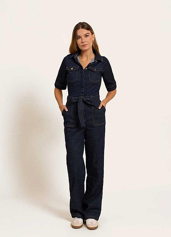 Imagen - Mono vaquero de mujer de manga corta y cuello camisero de Naf Naf (73,40€ en El Corte Inglés)