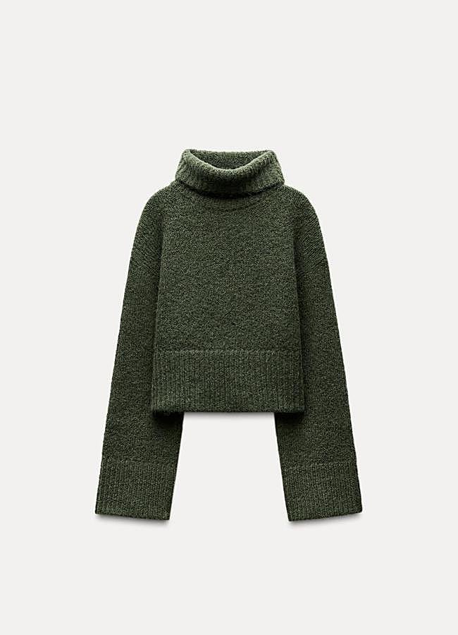 Imagen - Jersey de cuello alto en verde de Zara.