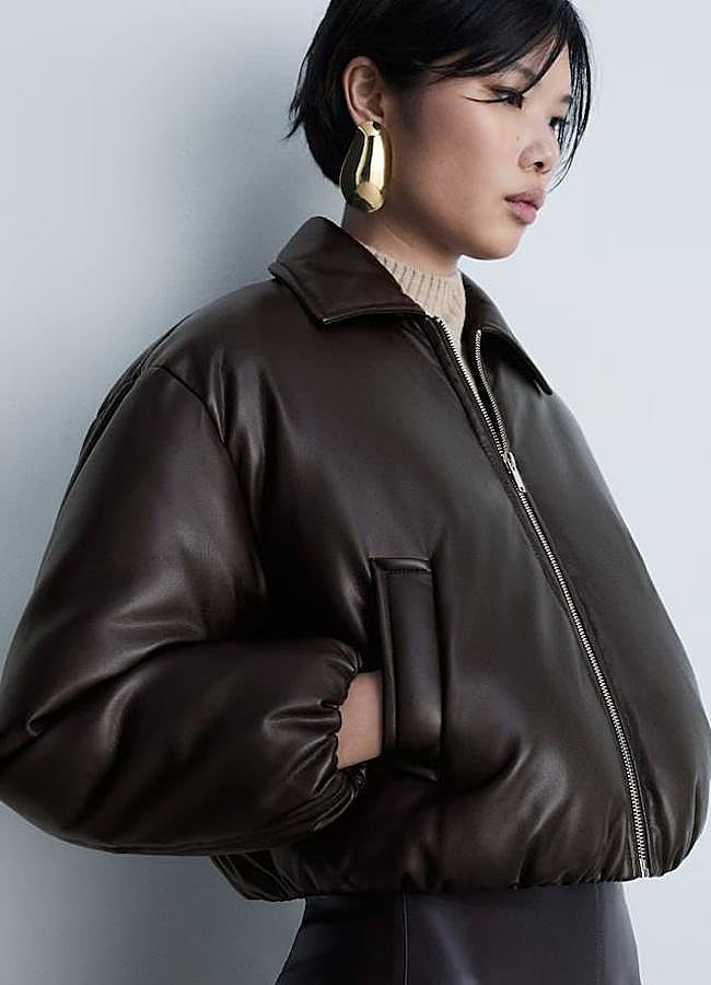 Imagen - Bomber efecto piel marrón chocolate