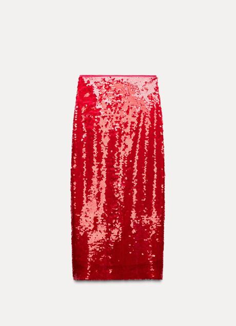 Imagen - Falda midi de lentejuelas de Zara (49,99 euros)