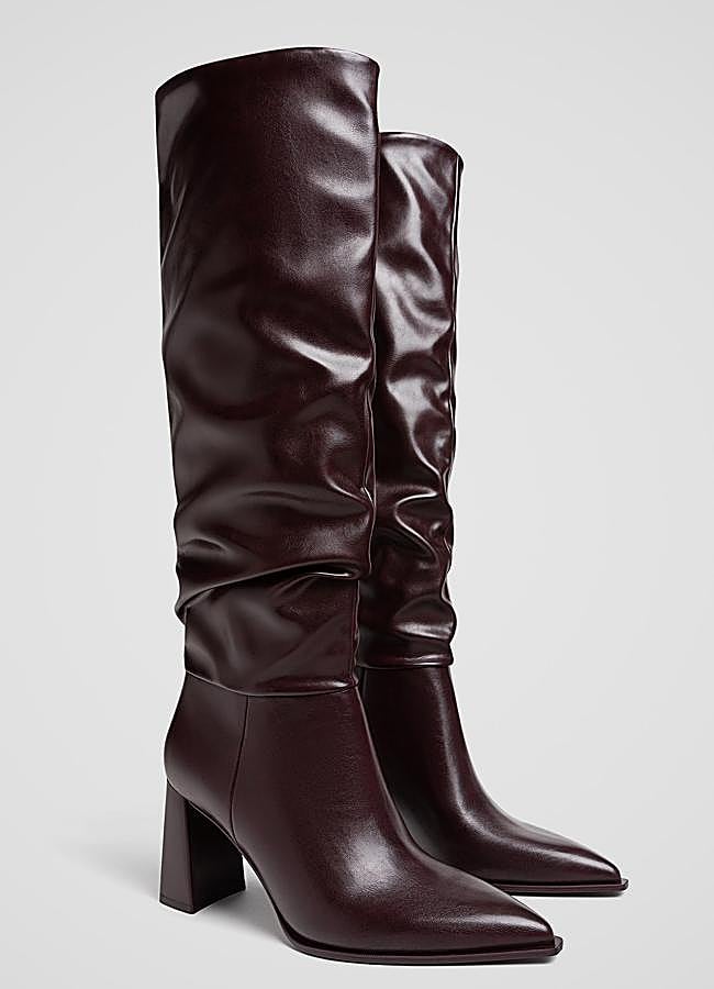 Imagen - Botas altas con tacón en burdeos de Stradivarius.