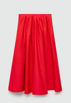 Imagen secundaria 2 - Blusa lazada ZW Collection (29,95€)/ Bailarinas de mujer de piel estilo «Mary Jane» de Martinelli (129,95€ en El Corte Inglés)/ Falda midi tablas de Mango (25,99€)