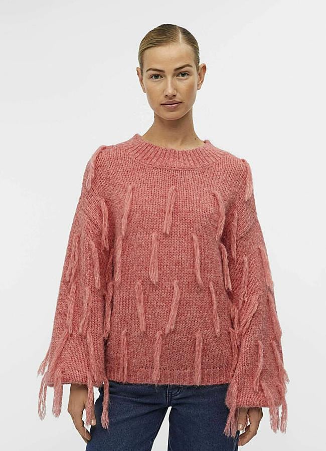 Imagen - Jersey de lana con flecos rosa