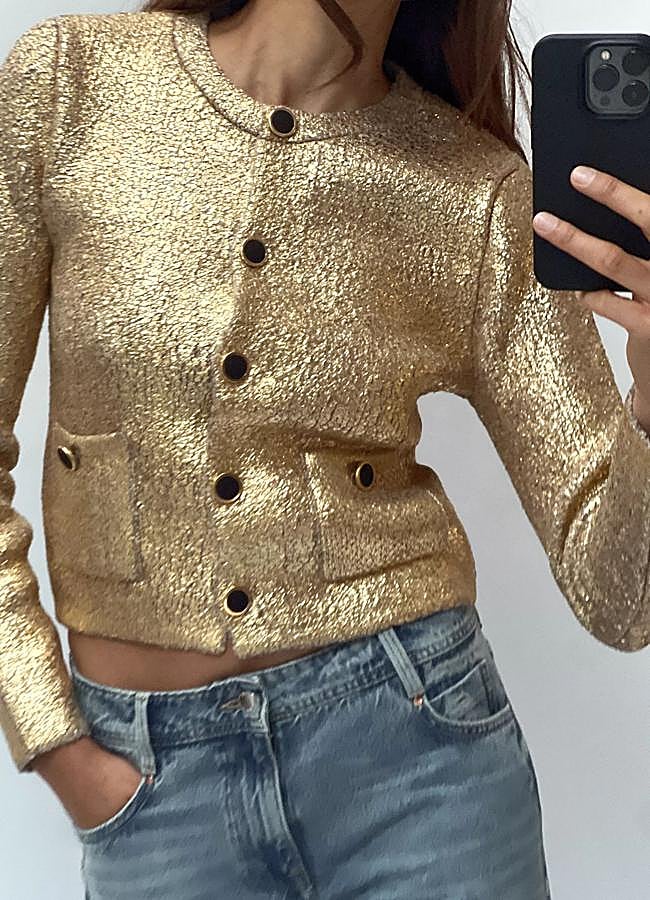 Imagen - Cárdigan metalizado dorado