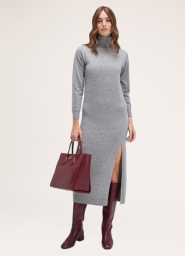 Imagen - Vestido de punto con cuello alto holgado en gris