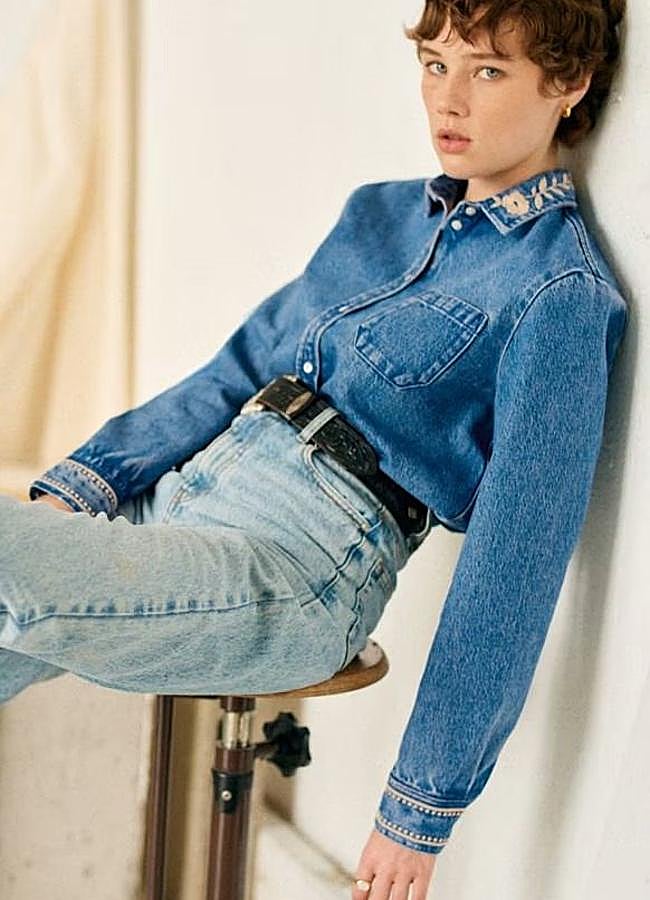 Imagen - Camisa denim con bordado en el cuello