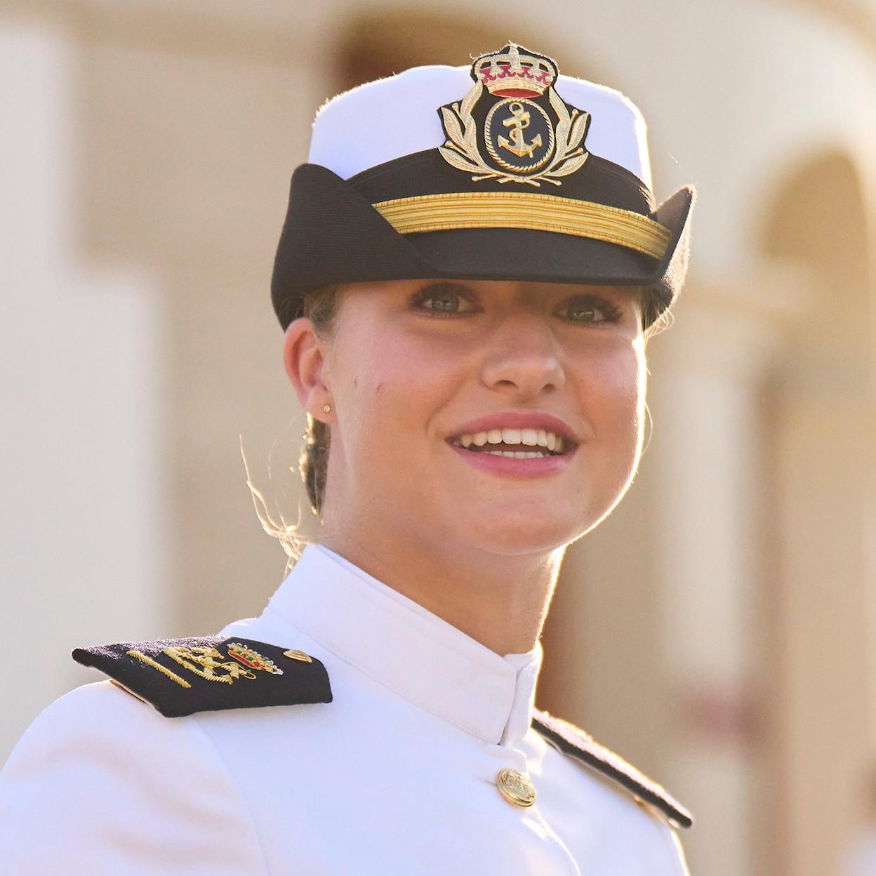 La princesa Leonor en su primer día en la Escuela Naval. 
