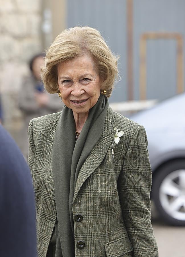 Imagen - La reina Sofía con blazer de cuadros y bufanda verde a juego. Foto: Gtres.