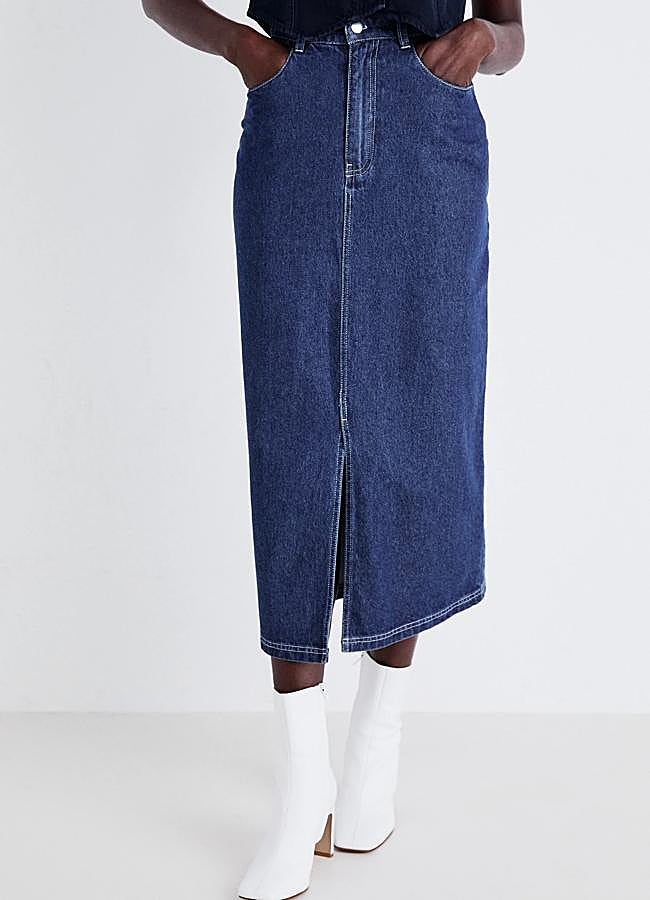 Imagen - Falda midi vaquera en azul medio de Denim Project, 24,85 euros.