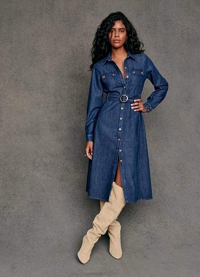 Imagen - Vestido midi vaquero estilo camisero