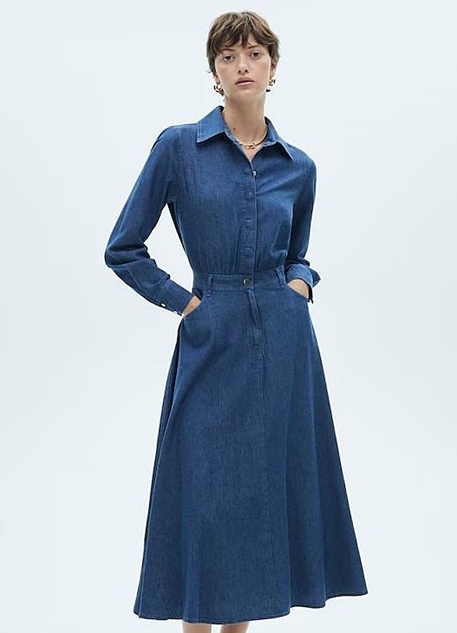 Imagen - Vestido midi camisero denim