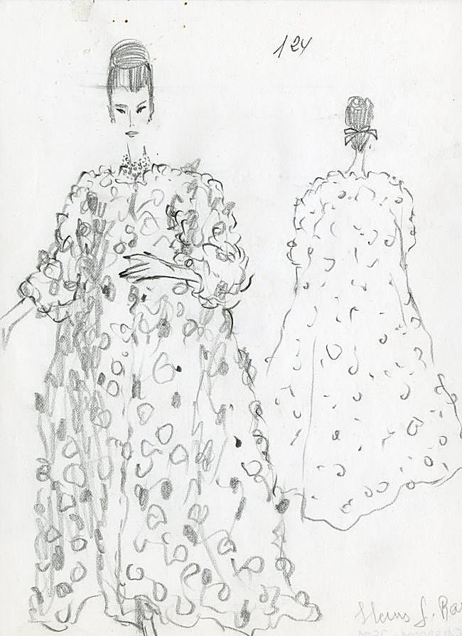 Imagen - Boceto del abrigo de flores original de Balenciaga. Foto: Cortesía Balenciaga.
