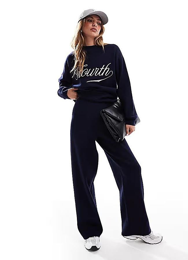 Imagen - Pantalones de punto gruesos en azul marino