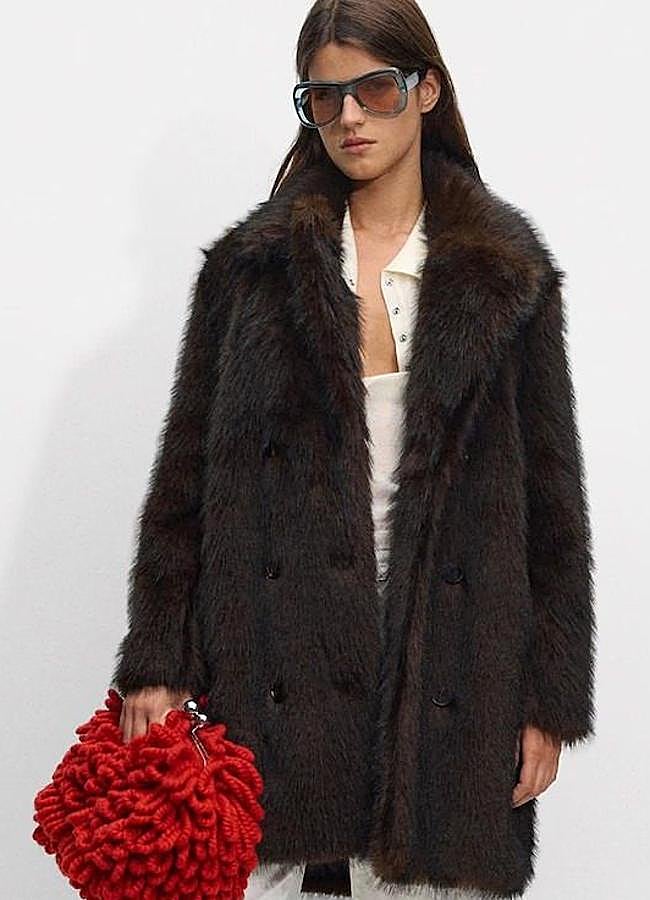 Imagen - Abrigo efecto pelo marrón chocolate