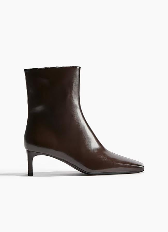 Imagen - Botines con punta cuadrada efecto piel en marrón chocolate