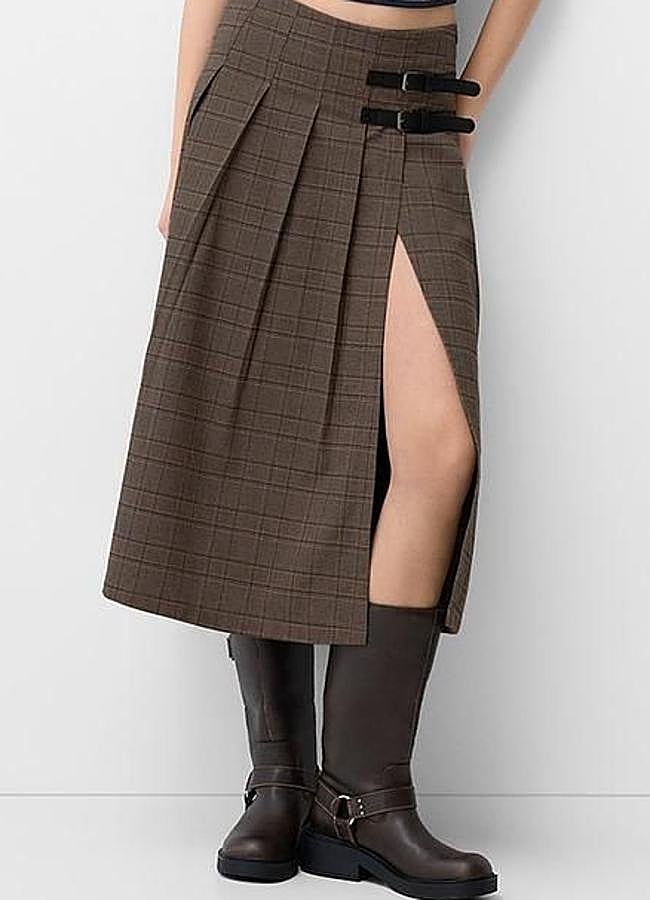 Imagen - Falda de tablas midi con estampado de cuadros