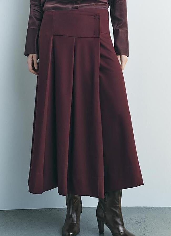 Imagen - Falda de tablas midi burdeos