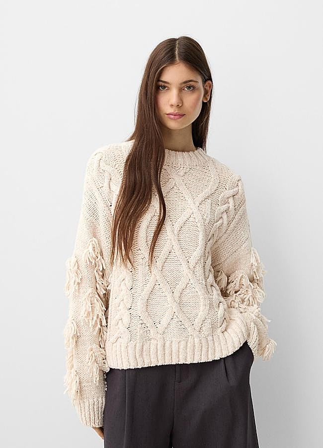 Imagen - Jersey de punto trenzado con flecos