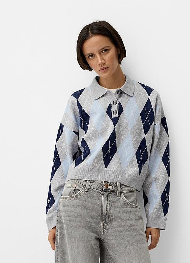 Imagen - Jersey tipo polo con estampado de rombos