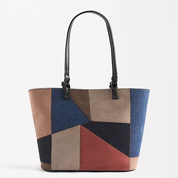 Bolso shopper de patchwork (29,99€)