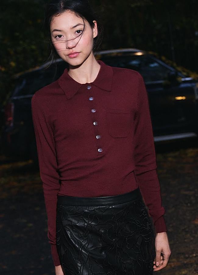 Imagen - Jersey polo fino en burdeos