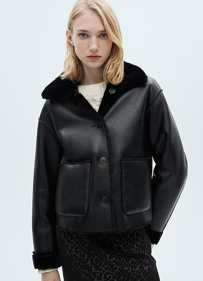 Imagen - Chaqueta de cuero con interior de pelo. Foto: Mango. 