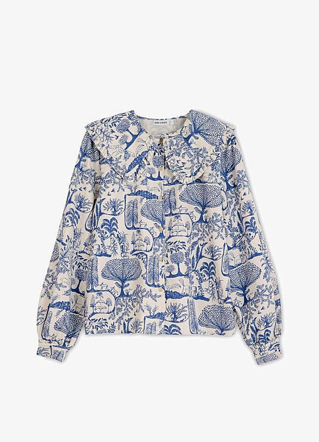Imagen - Camisa con estampado en azul y blanco de Bobo Choses. Foto: Zalando.