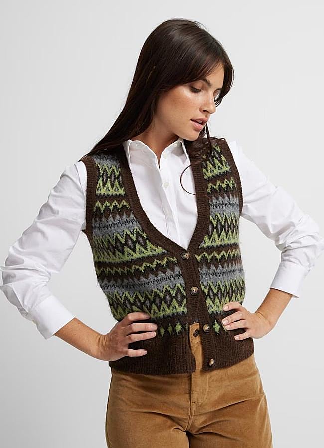 Imagen - Chaleco de punto con rombos estilo retro