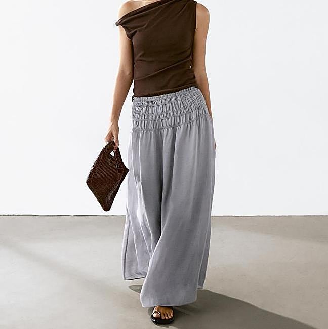 Maxi falda con cintura elástica fruncida