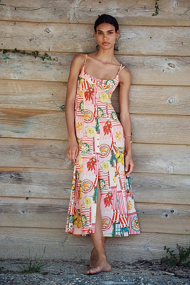 Vestido midi estampado Zara.