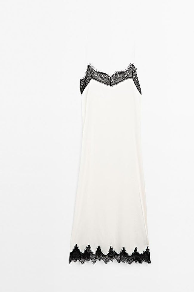 Vestido blanco lencero Massimo Dutti.