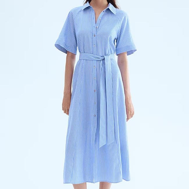 Vestido camisero con estampado de rayas