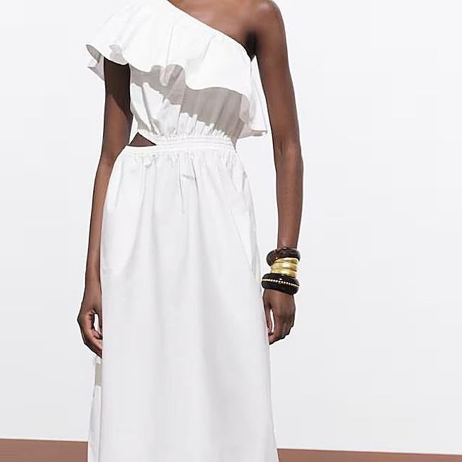 Vestido asimétrico blanco con cut-out