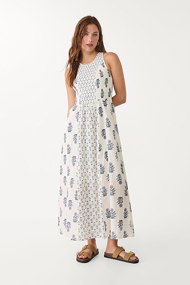 Vestido estampado algodón Stradivarius.