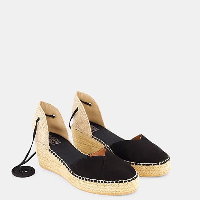 Alpargatas de cuña negras con cordones