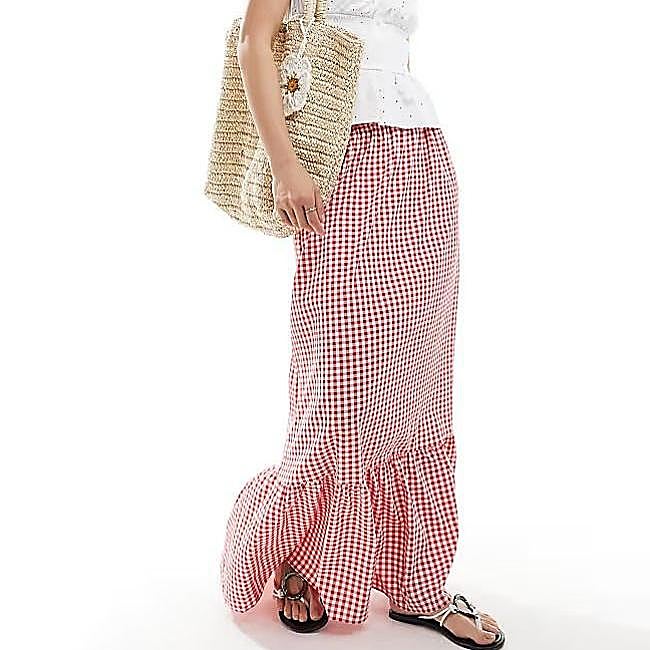 Falda de vichy larga