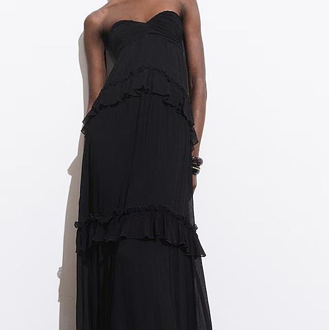 Vestido palabra de honor largo color negro