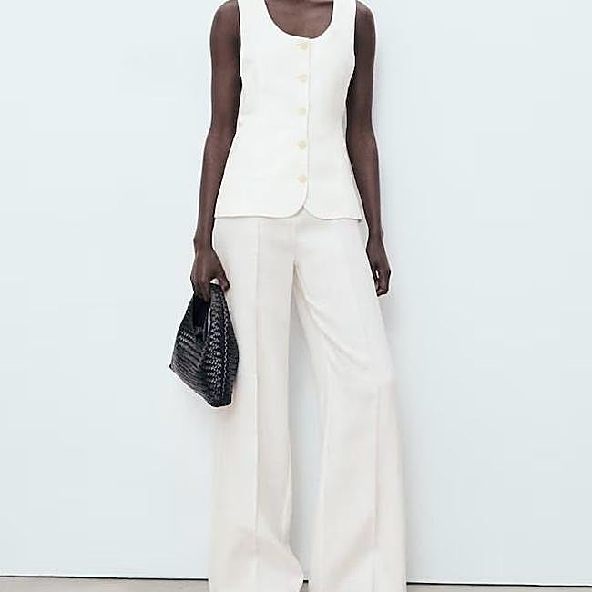 Mono largo estilo tailoring de lino blanco