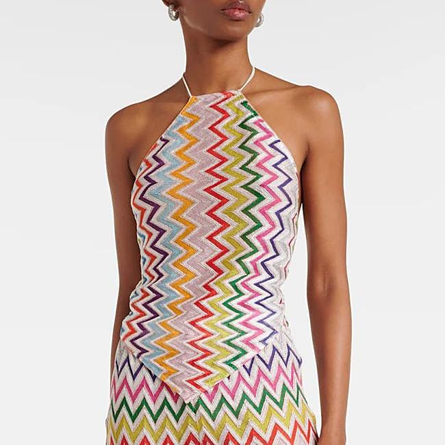 Top pañuelo con estampado multicolor en zigzag