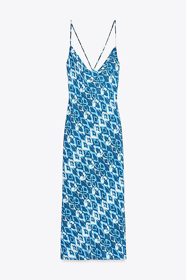 Vestido midi lencero estampado (29,95€)