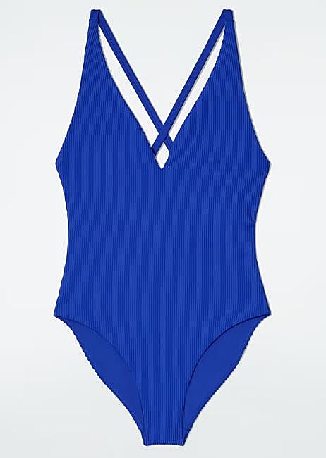 Bañador de canalé color azul eléctrico