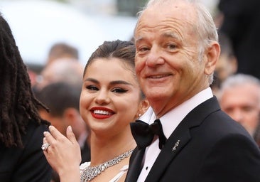 Bill Murray y Selena Gomez en el estreno de su película Los muertos no mueren.