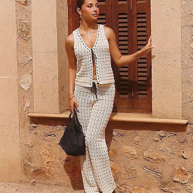 Pantalones de punto blancos