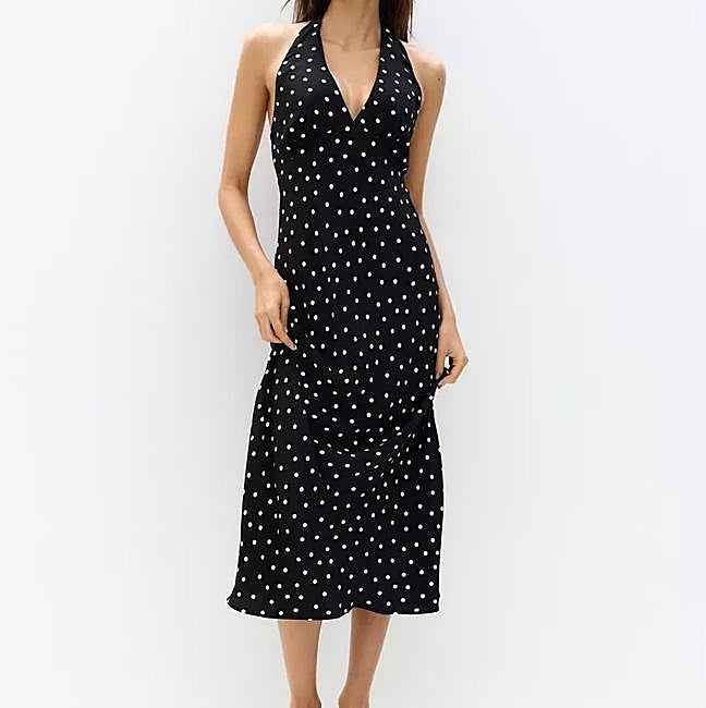 Vestido halter con lunares