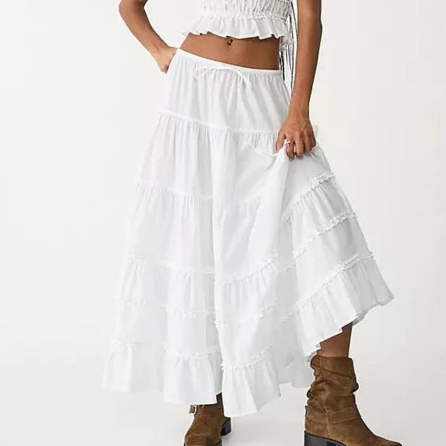 Maxi falda blanca con paneles