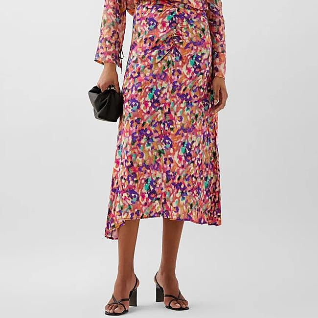 Falda con estampado multicolor midi