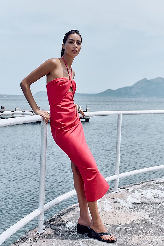 Vestido midi con lino.