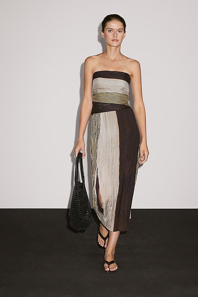 Vestido midi frunces.