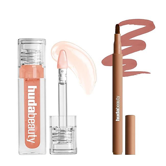 Lip Contour Stain y Faux Filler Jelly Oil de Huda Beauty. Precio: 25 y 24 euros